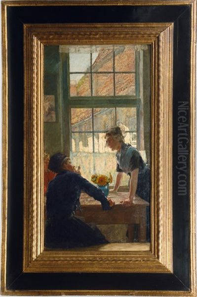 Conversation At The Window Oil Painting by Gotthardt Kuehl
