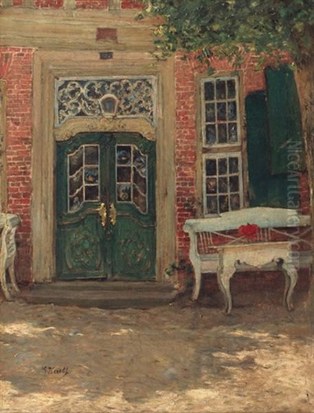 Green Gate Oil Painting by Gotthardt Kuehl