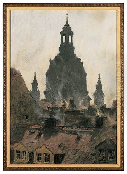 Blick Auf Die Kuppel Der Frauenkirche An Einem Sonnigen Sommermorgen Oil Painting by Gotthardt Kuehl