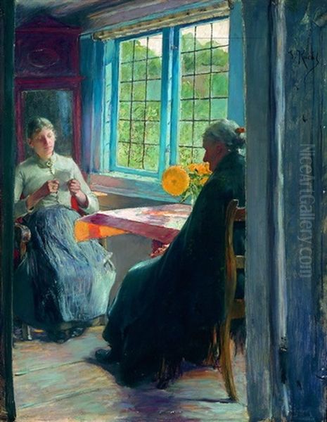 Interieur Mit Zwei Frauen Oil Painting by Gotthardt Kuehl