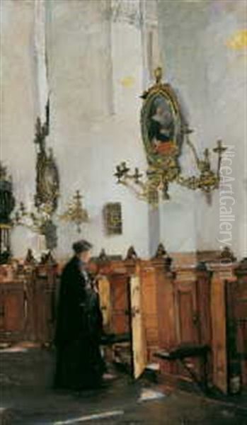 In Der St. Katharinenkirche In Hamburg Oil Painting by Gotthardt Kuehl