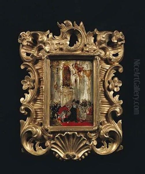 Galante Szene (im Dresdener Zwinger?) Oil Painting by Gotthardt Kuehl