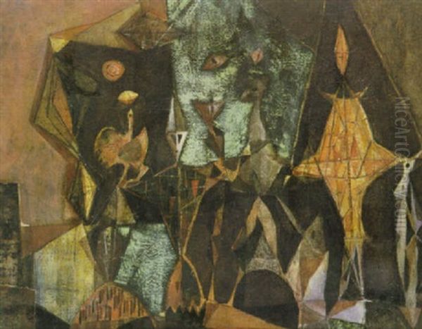 Diele Mit Kartoffelschalerin Oil Painting by Gotthardt Kuehl