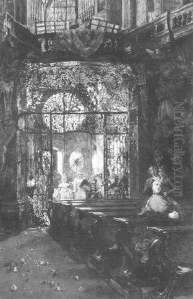 Eine Hochzeit In Der Damenstiftskirche St. Johannes Bei Munchen Oil Painting by Gotthardt Kuehl