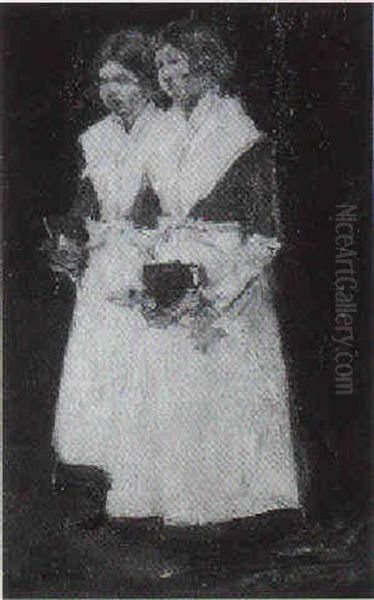 Zwei Dienstmadchen Oil Painting by Gotthardt Kuehl