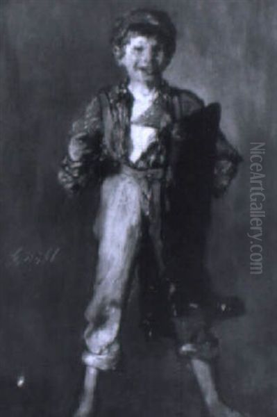 Schusterjunge, Grose Reitstiefel Geschultert Tragend Oil Painting by Gotthardt Kuehl