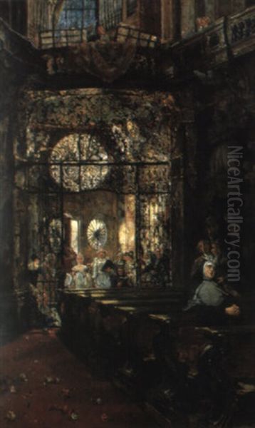 Hochzeit In Der Asamer Kirche In Munchen Oil Painting by Gotthardt Kuehl