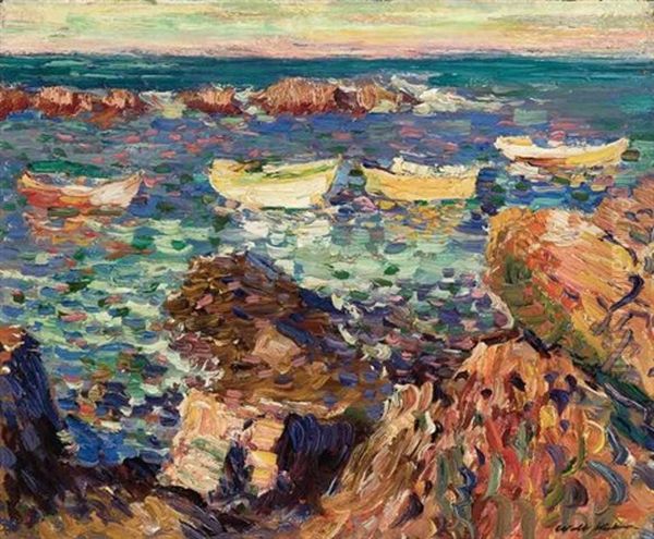 Four Boats Oil Painting by Walt Kuhn