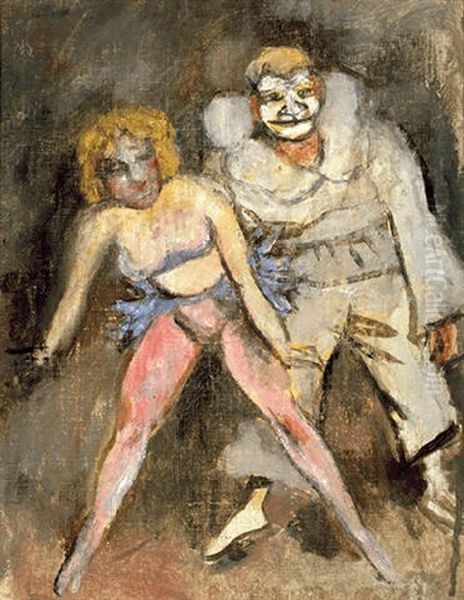 Clown And Showgirl Oil Painting by Walt Kuhn