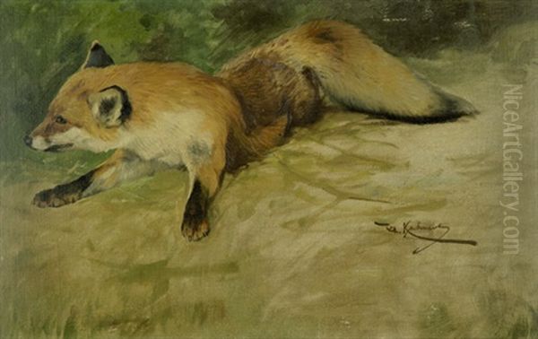 Liegender Fuchs Oil Painting by Wilhelm Friedrich Kuhnert
