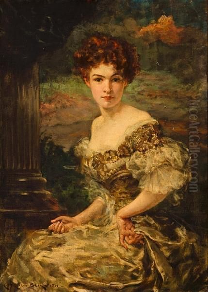 The Terrace Oil Painting by James Carroll Beckwith