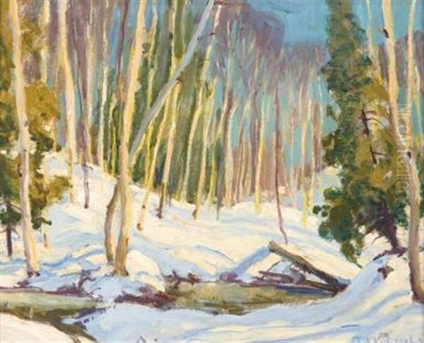 Sunlit Winter Day Oil Painting by George Arthur Kulmala