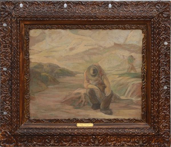 Landscape With Man Resting Oil Painting by Yasuo Kuniyoshi