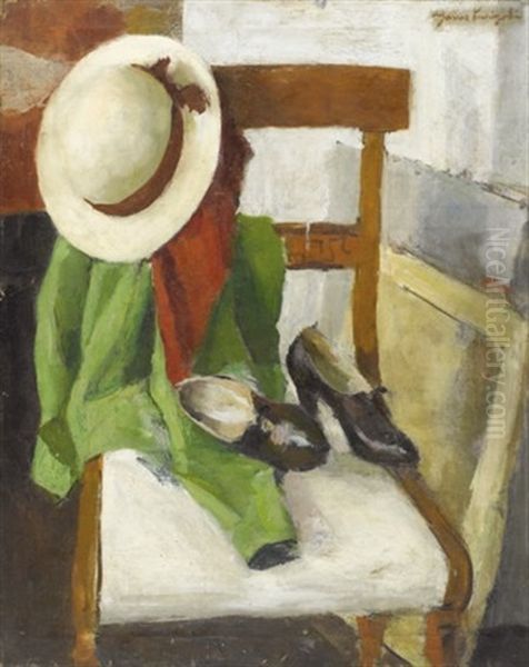 Hat, Chair, And Shoes Oil Painting by Yasuo Kuniyoshi