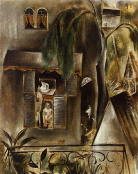 Nude Dressing At A Window Oil Painting by Yasuo Kuniyoshi