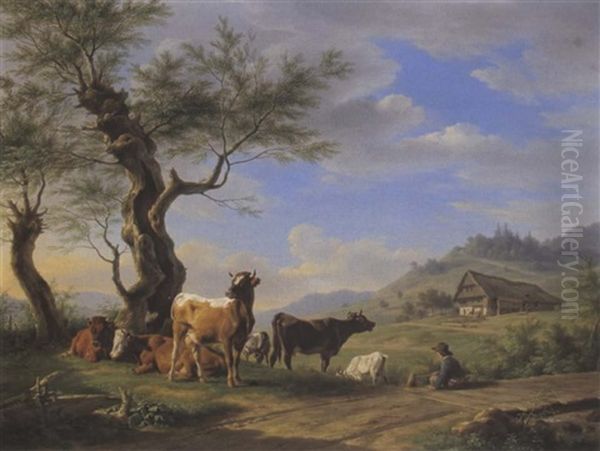 Weideszene Oil Painting by Karl Kuntz