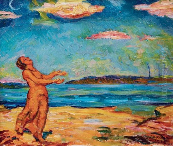 On The Beach On Hiddensee Oil Painting by Hugo Kunz