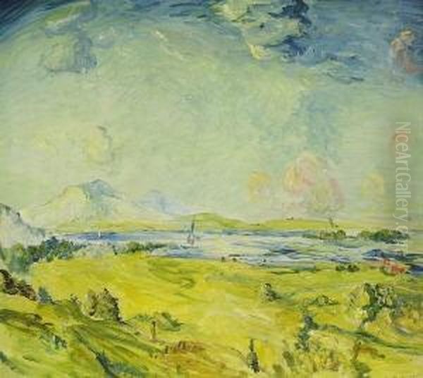 Seenlandschaft. Oil Painting by Giulio Beda