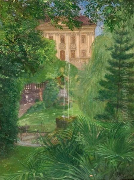 Villa Mit Parkanlage In Wien Oil Painting by Johann Michael Kupfer
