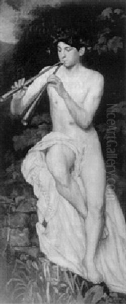 Flojtspelande Pan Oil Painting by Johann Michael Kupfer
