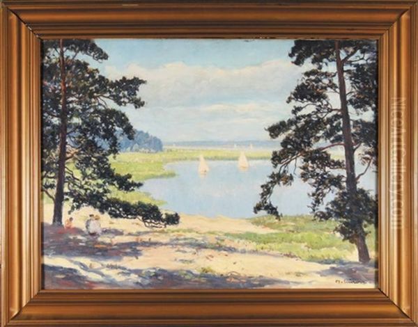 Zaglowki Na Jeziorze Oil Painting by Herbert Kuron