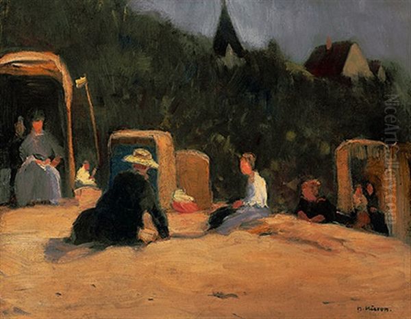 Strandidyll An Der See Oil Painting by Herbert Kuron