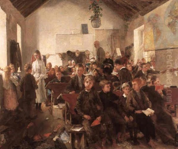 The School Room Oil Painting by August Kurtz-Gallenstein