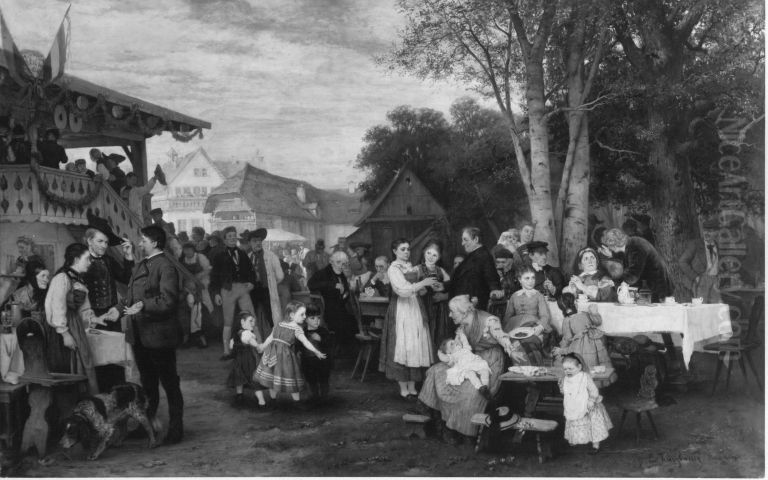 Landliches Fest In Schwaben Oil Painting by Eduard Kurzbauer