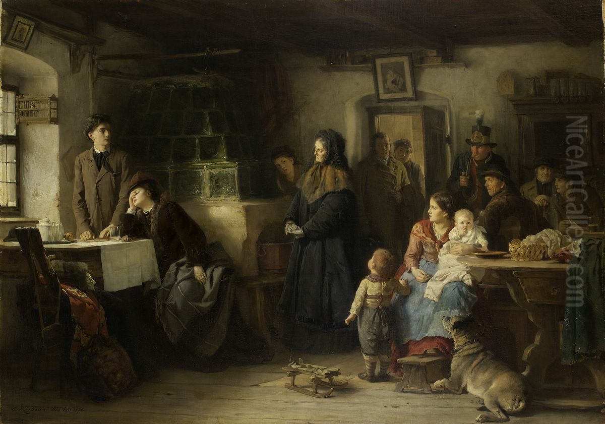 Die Ereilten Fluchtlinge Oil Painting by Eduard Kurzbauer