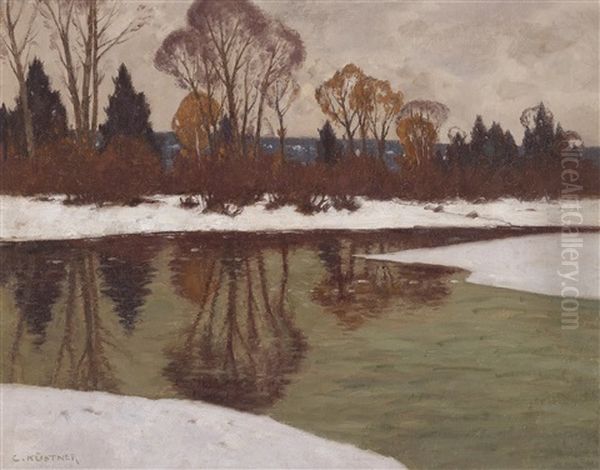 Landschaft Im Vorfruhling Oil Painting by Carl Kuestner