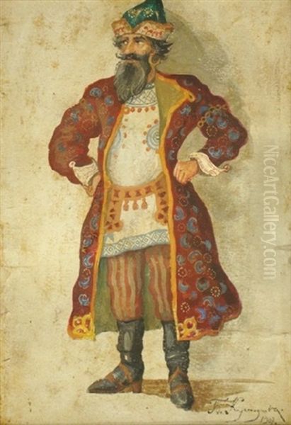 Merchant Oil Painting by Boris Kustodiev