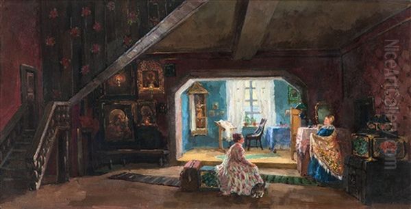 Das Vorzimmer Oil Painting by Boris Kustodiev