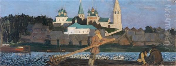 An Der Wolga Oil Painting by Boris Kustodiev