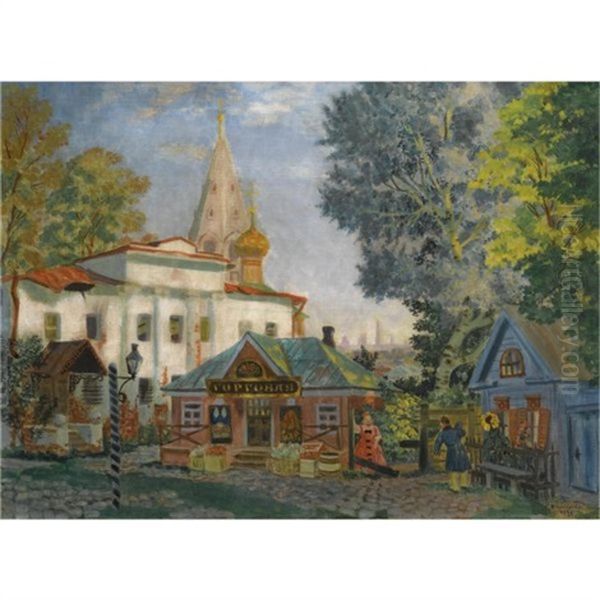 In The Provinces Oil Painting by Boris Kustodiev