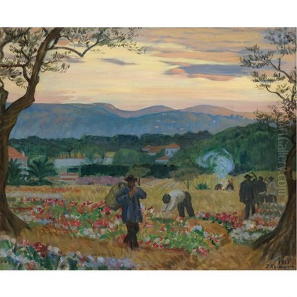 The Flower Harvest Oil Painting by Boris Kustodiev