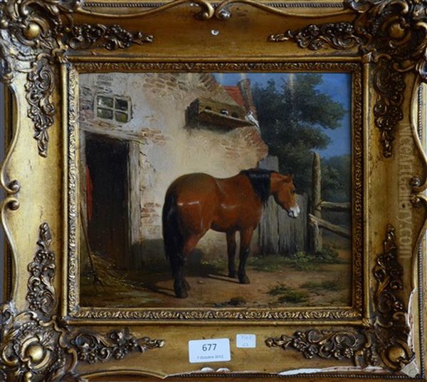 Cheval A L'etable Oil Painting by Jean Louis van Kuyck