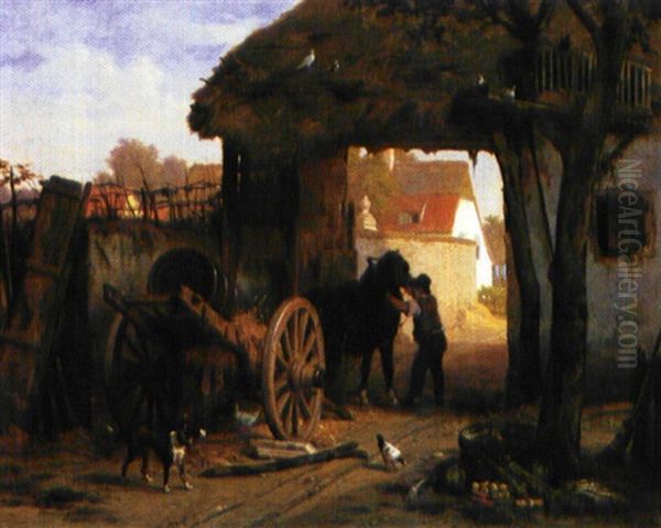 Het Tuigen Van Het Paard Oil Painting by Jean Louis van Kuyck