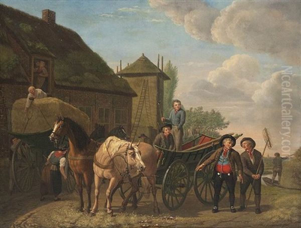 Return Of The Haymakers Oil Painting by Martinus Antonius Kuytenbrouwer the Elder