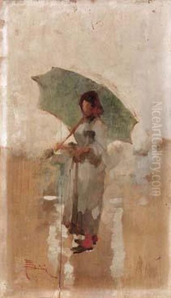 Sotto La Pioggia Oil Painting by Giovanni Paolo Bedini