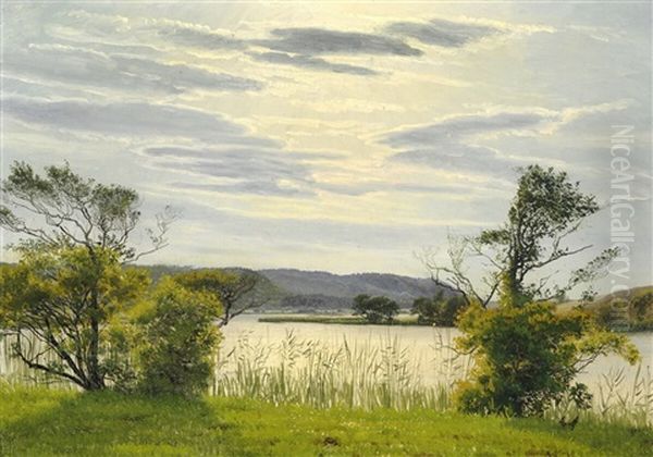 Landscape With A View From Rye Station Oil Painting by Vilhelm Kyhn