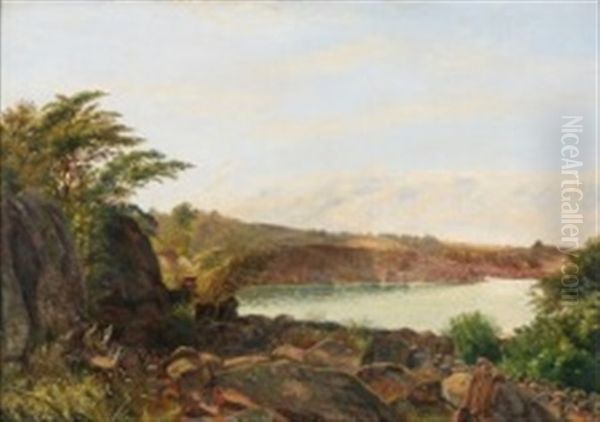 Lake View From Hammersoen On Bornholm Oil Painting by Vilhelm Kyhn