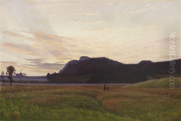 Junges Paar Im Bluhenden Kleefeld Oil Painting by Vilhelm Kyhn