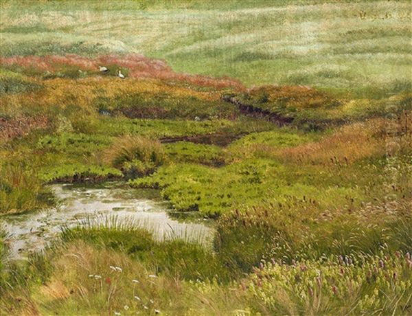 Wiese Mit Storchen Oil Painting by Vilhelm Kyhn