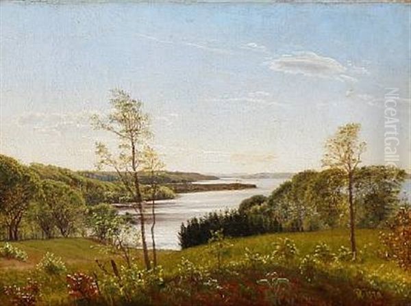 Summer Landscape From Jylland With A View Of Lakes And Wooded Hills Oil Painting by Vilhelm Kyhn