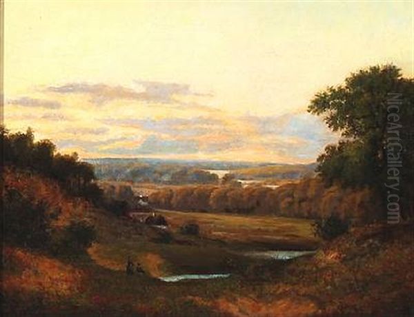 Hilly Landscape. Evening Oil Painting by Vilhelm Kyhn