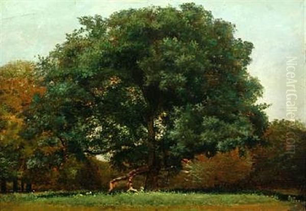 Landscape With Tree In The Front Oil Painting by Vilhelm Kyhn