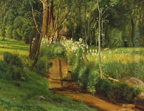 Junidag. Vads Molle I Naerheden Af Aakjaer Oil Painting by Vilhelm Kyhn