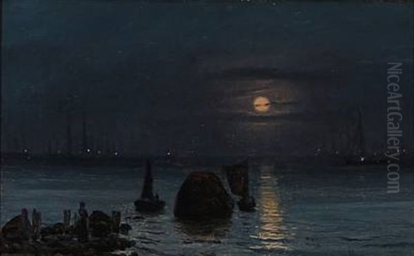 Maaneskin (moonlight) Oil Painting by Vilhelm Kyhn