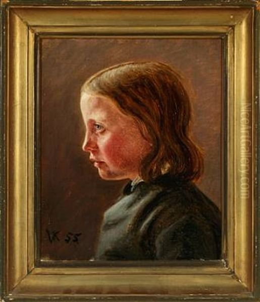 Portrait Of A Young Girl Seated Face-to-left Oil Painting by Vilhelm Kyhn