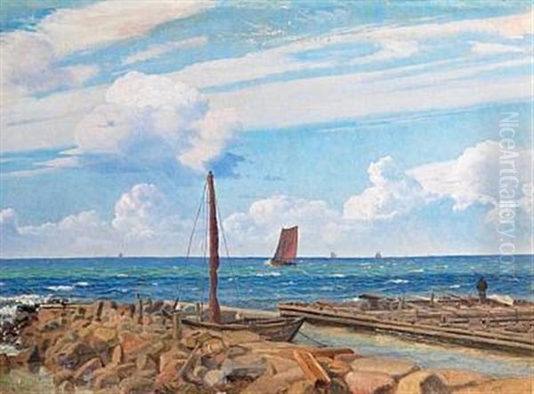 Coastal Scenery With Sailboats Oil Painting by Vilhelm Kyhn